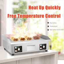 Electric Griddle Commercial, Countertop Flat Top Griddle, Stainless Steel Nonstick Hot Plate Commercial Bbq Grill, Two Burners With Thermostatic Control, 3000W (2/3 Flat &1/3 Groove)