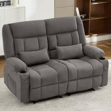 Massage Swivel Recliner Chair with Heat, Rocking, USB Port (loveseat Grey)