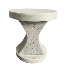FESTIVITY Indoor & Outdoor Round MGO Coffee & Side Table Set with a Natural Stone & Wood-Look Finish for Patio, Living Room, Balcony, Deck, or Backyard (Ivory Oak Travertine)