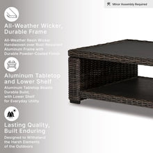 Signature Design by Ashley Grasson Lane Outdoor Wicker Cocktail Table with Aluminum Frame, Brown