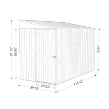Absco Durango 5' x 10' Metal Bike Shed, Woodland Gray