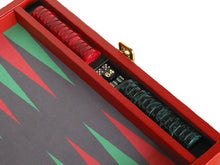 Zaza & Sacci Backgammon Board Game Set 16" Leather/Microfiber Case Red