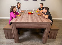 Hathaway Newport 7-ft Pool Table Tennis Combination with Dining Top, Two Storage Benches - Woodtone