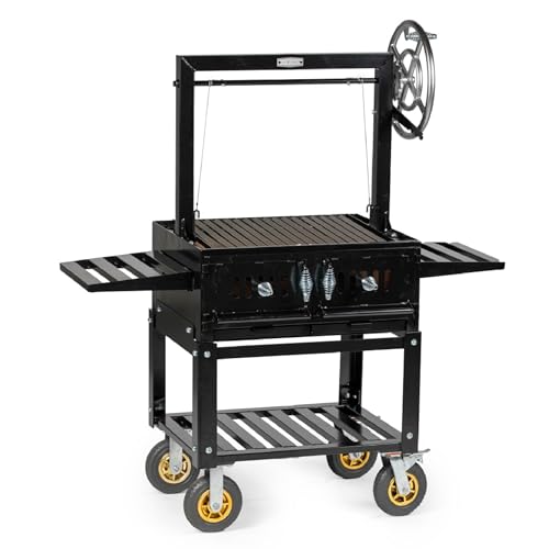 TITAN GREAT OUTDOORS Ash & Ember Santa Maria Grill with Adjustable Grate Height, Ceramic Brick Lining, V-Grates & Grease Trap