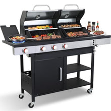 Charcoal & Gas Grill Combo with Cast Iron Grate & Plate