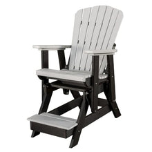 Outdoor Escape Gray Balcony Glider, Light Gray Black, Elevated Seating, Heavy Duty Polyethylene, Tall Outdoor Chair, Weather Resistant