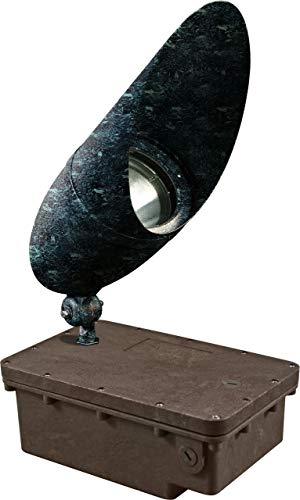 Dabmar FG-DPR41H-VG Cast Aluminum Hooded Directional Spot Light with Fiberglass In-Ground Ballast Box, Verde Green Finish
