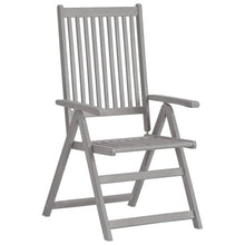 Solid Acacia Wood Gray Wash Finish 5 Position Reclining 3 Seat Set Grey