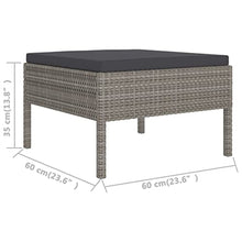 Heofavd 9-Piece Modular Garden Lounge Set Grey PE Rattan 23.6 x 23.6 x 13.8 in Large Outdoor Sectional Furniture for Patio Balcony Sunroom Seating Up to 8