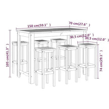 HKTMGDNG 7-Piece Acacia Wood Outdoor Bar Set, Brown