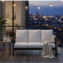 Seeheool 75" All-Weather Aluminum 3-seat Patio Sofa with Thick Light Gray Cushions & Black Frame