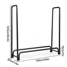 LFSDFJ Outdoor 4 Ft Firewood Rack Fireplace Log Holder,Large Heavy Duty Iron Lumber Storage Holder,Kindling Log Carrier,for Patio/Deck,Tall 123cm,Black