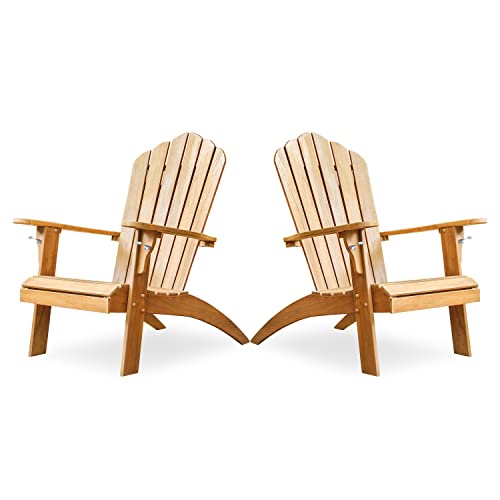 Cambridge Casual Lakeside Oversized Patio Adirondack Chair Set of 2 Natural Teak