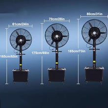 JCSRYD Cool Mist Fan High Velocity Weatherproof Shop Fan with Mist, Outdoor Patio Misting Fan, 3 Speeds, 90° Oscillation, 42L Water Tank (Color : A 110V, Size : 61cm/24in)