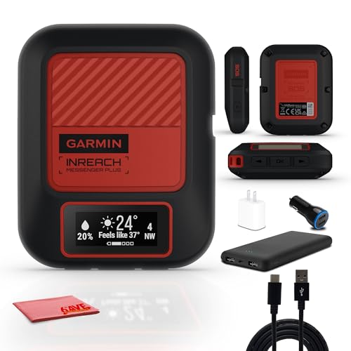 Garmin inReach Messenger Plus Handheld Satellite Communicator Bundle with P-Bank & Accessories