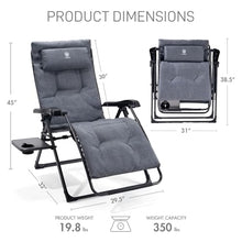 EVER ADVANCED Aluminum Zero Gravity Chair, 2.4" Padded, 350 lb Capacity