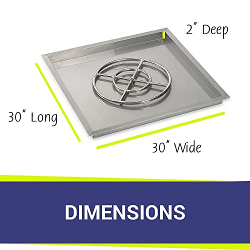 30" Stainless Steel Square Drop in Pan with 18" Ring Ring