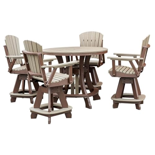 American Furniture Classics OS Home and Office Model CR130WWTB-K Five Piece Round Counter Height Dining Set in Weatherwood on a Tudor Brown Base