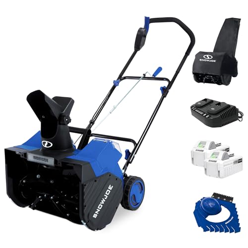 Snow Joe 48V Cordless Snow Blower Kit with Cover, Scraper & LED Headlight, 1200W Brushless Motor, 2x 4Ah Batteries & Charger, 18" Clearing Path - Ice Removal for Driveways & Sidewalks, 24V-X2-SB18-TV1