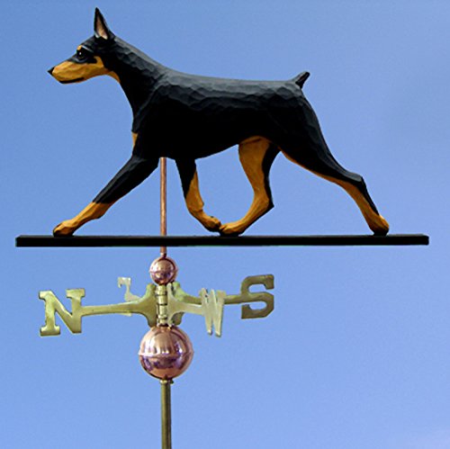 Doberman Pinscher Hand Carved & Painted Weathervane Black & Tan 32 Inch