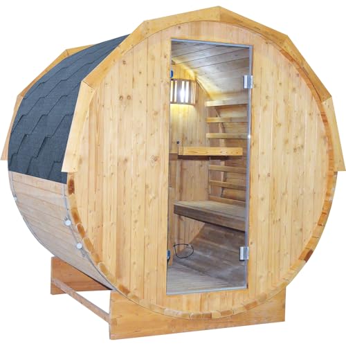 Outdoor Traditional Steam Sauna 4 Person Barrel Sauna 4500W/240V for Yard