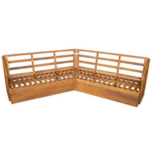 Homyee Durable Acacia Wood Outdoor V Shaped Sectional Sofa Set w/Water Repellent Cushions for Garden, Solid Wood Patio Corner Couch w/Slatted Design for Porch, Deck, Balcony (Teak)