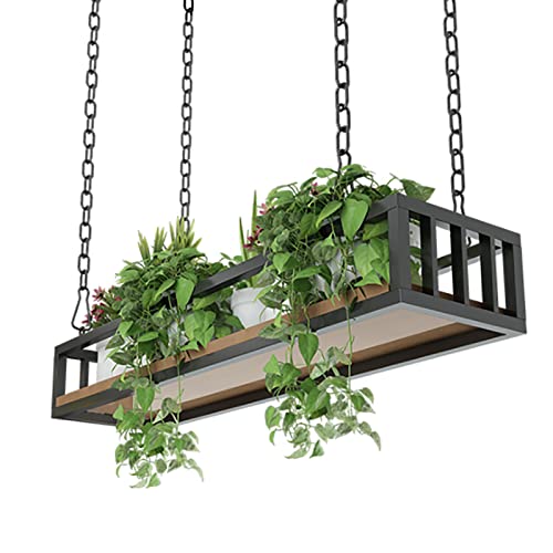 Shelves Whftd Ceiling Mount Shelf Plant Display Rack, Hanging Flower Pot Stand With Iron Chain, Adjustable Metal Floating Shelves, for Under Cabinet, Kitchen, Bar. 5 Sizes (Size : 40 * 25 * 15CM)