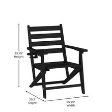 BizChair Commercial 5 Piece Adirondack Dining Set with 48" Round Table and 4 Cupholder Chairs Black