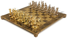 The Chess Store Archers Theme Chess Set Bronze & Blue Copper Pieces Brown Board