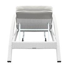 Armen Living Aloha Outdoor Patio Chaise Lounge Chair White Aluminum and Wicker with Gray Cushion