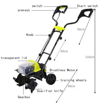 Cordless Hand Push Tiller, 180rpm Electric 40V Farm Scarifier with 2 Batteries, Cultivation Depth 180mm, Width 360mm, Cultivator for Garden, Farm, Orchard, Vegetable Patch