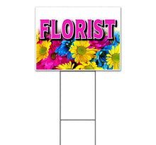 Florist (18" x 24") Yard Sign, Quantity Discounts, Multi-Packs, Includes Metal Step Stake, Bandit, New, Advertising, USA