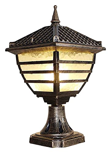 ALDEPO Courtyard Light American Retro Industrial Courtyard Garden Column Head Lamp Lighting Fixtures Exterior Fence Lamp Outdoor Floor Base Lamp Landscape Column Head Lamp 1-Light E27