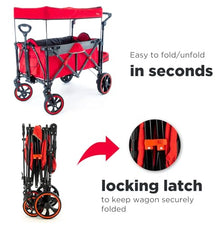 Creative Outdoor Push Pull All-Terrain Collapsible Folding Stroller Wagon for Kids, 150lbs Weight Capacity, Platinum Series, Beach, Park, Garden & Tailgate, (Red)