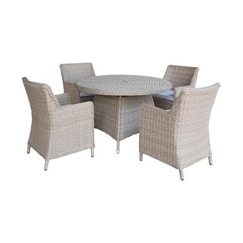 IC INTERNATIONAL CONCEPTS Outdoor 5 Piece Wicker Patio Furniture Set with Round Table and 4 Chairs Natural