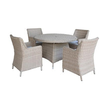 IC INTERNATIONAL CONCEPTS Outdoor 5 Piece Wicker Patio Furniture Set with Round Table and 4 Chairs Natural