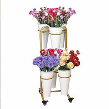 MIIKHI Plant Stand Holder Wrought Iron Plant Stands Balcony Planter Shelf Flower Cart Display Stand with Wheels