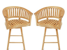 Windsor Teak Furniture Premium Grade A Teak Kensington Curved Arm Swivel Bar Chair Set of 2