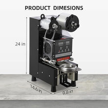 Garvee Auto Cup Sealing Machine 500-650 Cups/H Digital Control LCD Black