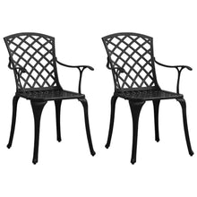KUPTYERFG Cast Aluminum Bistro Set, 3 Piece Outdoor Dining Set with 35.4 Inch Round Table and 2 Chairs, Black Patio Furniture Set with Umbrella Hole for Garden, Balcony