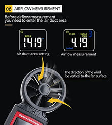 Digital Anemometer Wind Speed Meter Air Velocity Flow Gauge Thermometer Wind Speed Measurement Instrument Airflow Sensor Meter