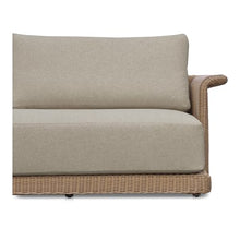 NADAAL STUDIOS Mareth Outdoor Sofa, Tulip Shape, Woven Wicker & Cushioned Seating, Beige - Seats 3