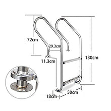 Stainless Steel Pool Ladder 2 Step Swimming Pool Handrail for Pool Entry Tube Wall Thickness 1mm No Need to embed/Silver / 130x50x18cm (Silver 130x50x18cm)