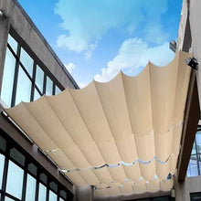 GZHERVICES Gazebo Canopy Cover, Retractable Wave-Shaped Sunshade, Gazebo Roof Sun Sail, Outdoor Fabric Cover, Suitable for Deck, Patio, and Backyard, Beige(4.5x5m)