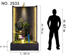 Large Chinese Landscape Wall Water Fountain with LED Lights – Indoor/Outdoor Zen Waterfall Feature for Home, Garden, or Office Decor (2536)(2533)