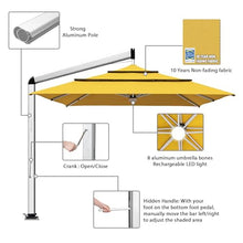 EliteShade Atlas 3-Tier 10x10FT Aluminum Crank Open Cantilever Patio Umbrella Sunflower Yellow