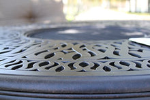 Elizabeth Outdoor Patio Ice Tea and BBQ Fire Pit Round Coffee Table 52" Cast Aluminum