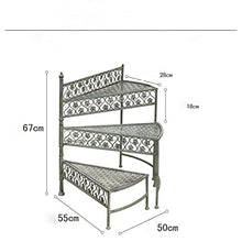 RWGOVLU 3 Tier Three-Turn Iron Art Folding Fan-Shaped Steps Flower Stand Balcony, Living Room Garden Iron Flower Stand