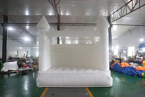Bookishbunny 13FT x 13FT White Inflatable Vinyl Bridal Wedding Bounce House with Fan