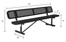 Global Industrial 8'L Heavy Duty Outdoor Steel Picnic Bench with Backrest